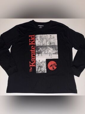 Chemistry Mens The Karate Kid Graphic Long Sleeve Tee - Black & Red 2XL